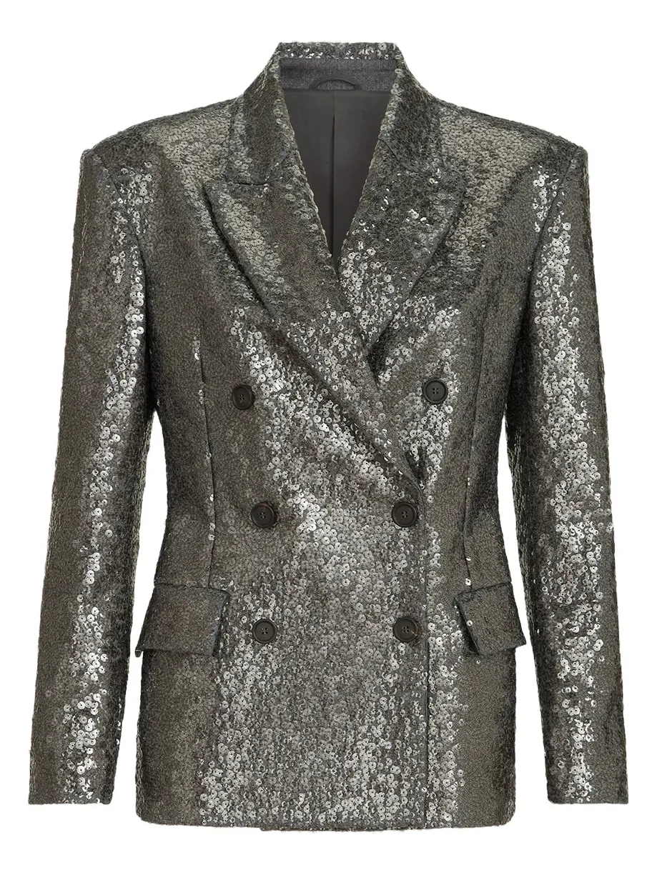 Women's Dazzling Texture Embroidery Blazer in Virgin Wool Flannel