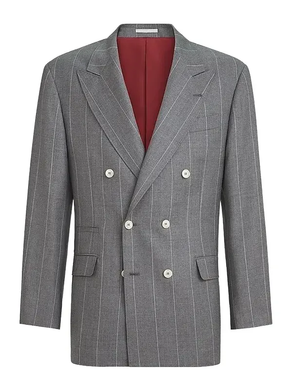 Men's Virgin Wool Chalk Stripe One and A Half Breasted Tailor Blazer
