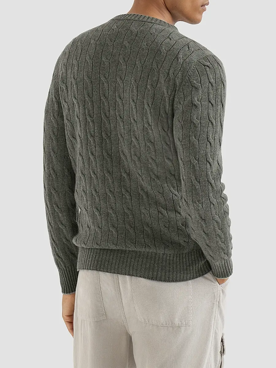 Brunello Cucinelli Men's Cashmere Cable Knit Sweater | Thumbnail 3 Brunello Cucinelli Men's Cashmere Cable Knit Sweater | Thumbnail 3