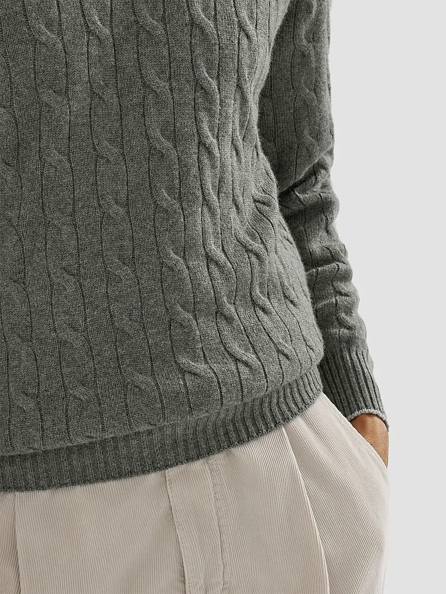 Brunello Cucinelli Men's Cashmere Cable Knit Sweater | Thumbnail 4 Brunello Cucinelli Men's Cashmere Cable Knit Sweater | Thumbnail 4