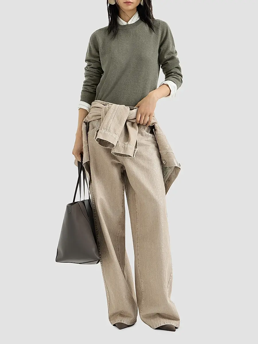 Brunello Cucinelli Women's Cashmere Sweater with Monili | Thumbnail 2 Brunello Cucinelli Women's Cashmere Sweater with Monili | Thumbnail 2