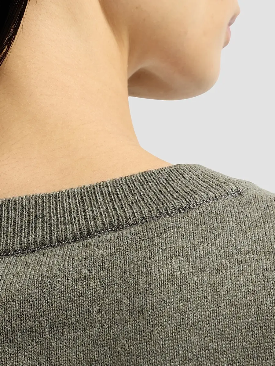 Brunello Cucinelli Women's Cashmere Sweater with Monili | Thumbnail 6 Brunello Cucinelli Women's Cashmere Sweater with Monili | Thumbnail 6