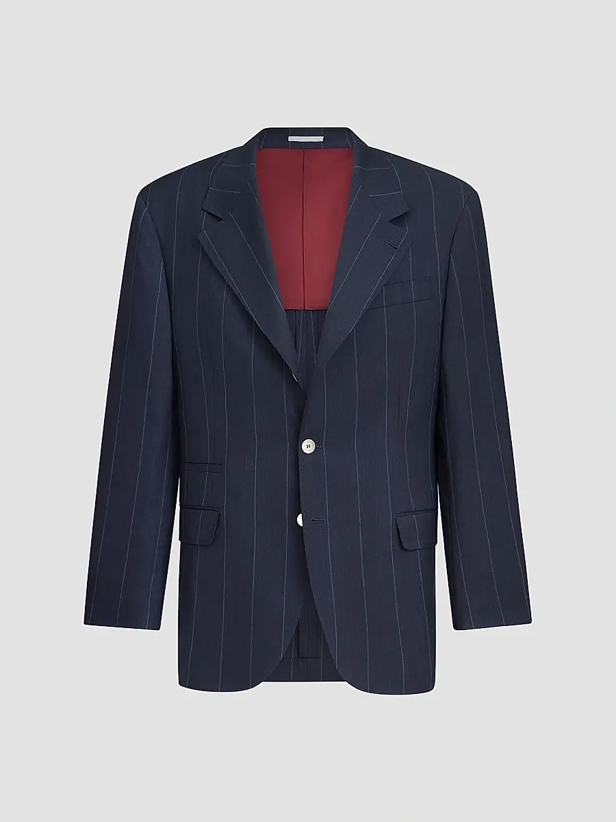 Brunello Cucinelli Men's Virgin Wool Chalk Stripe Tailor Blazer | Thumbnail 3 Brunello Cucinelli Men's Virgin Wool Chalk Stripe Tailor Blazer | Thumbnail 3