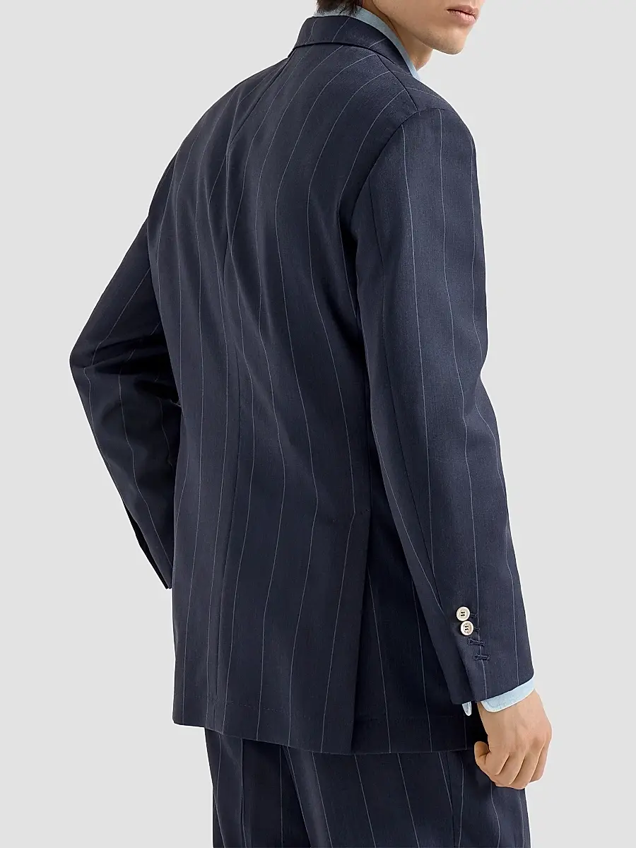 Brunello Cucinelli Men's Virgin Wool Chalk Stripe Tailor Blazer | Thumbnail 4 Brunello Cucinelli Men's Virgin Wool Chalk Stripe Tailor Blazer | Thumbnail 4