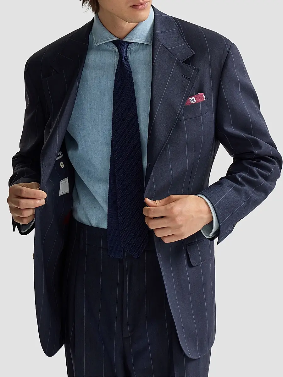 Brunello Cucinelli Men's Virgin Wool Chalk Stripe Tailor Blazer | Thumbnail 5 Brunello Cucinelli Men's Virgin Wool Chalk Stripe Tailor Blazer | Thumbnail 5