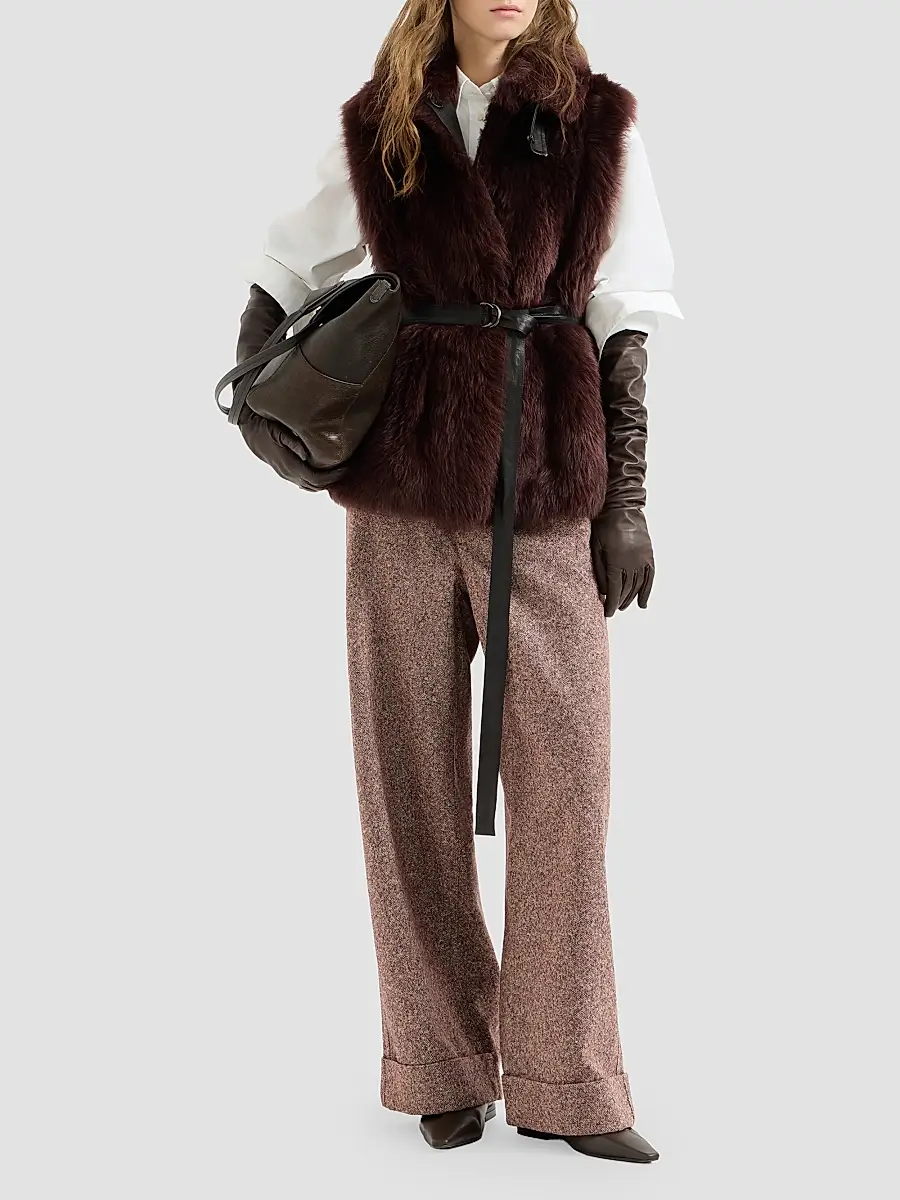 Brunello Cucinelli Women's Virgin Wool Donegal Baggy Five-Pocket Trousers | Thumbnail 2 Brunello Cucinelli Women's Virgin Wool Donegal Baggy Five-Pocket Trousers | Thumbnail 2