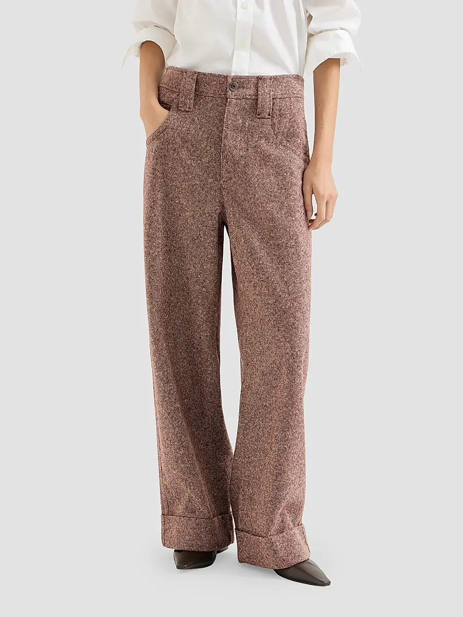 Brunello Cucinelli Women's Virgin Wool Donegal Baggy Five-Pocket Trousers | Thumbnail 3 Brunello Cucinelli Women's Virgin Wool Donegal Baggy Five-Pocket Trousers | Thumbnail 3