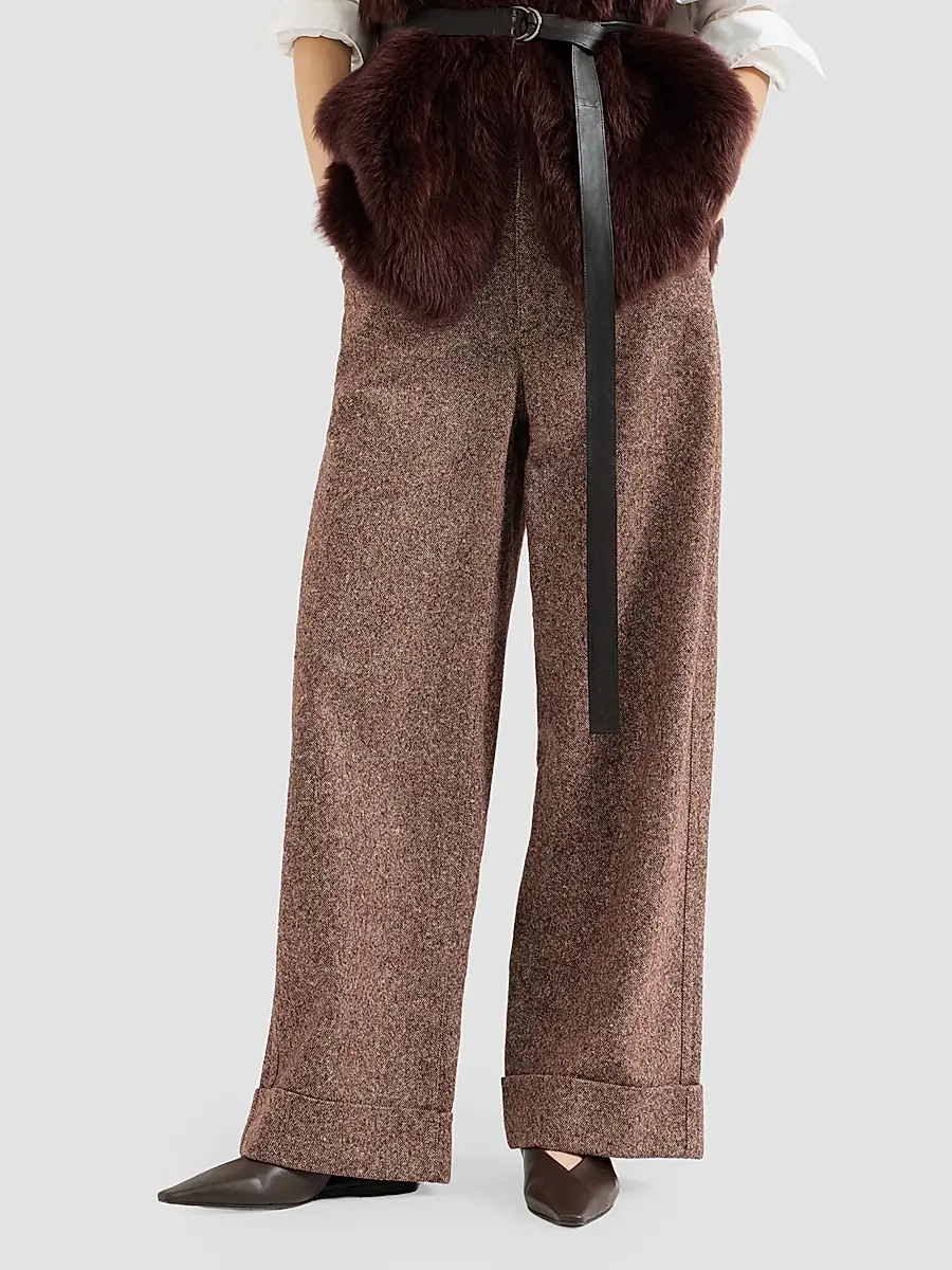 Brunello Cucinelli Women's Virgin Wool Donegal Baggy Five-Pocket Trousers | Thumbnail 5 Brunello Cucinelli Women's Virgin Wool Donegal Baggy Five-Pocket Trousers | Thumbnail 5