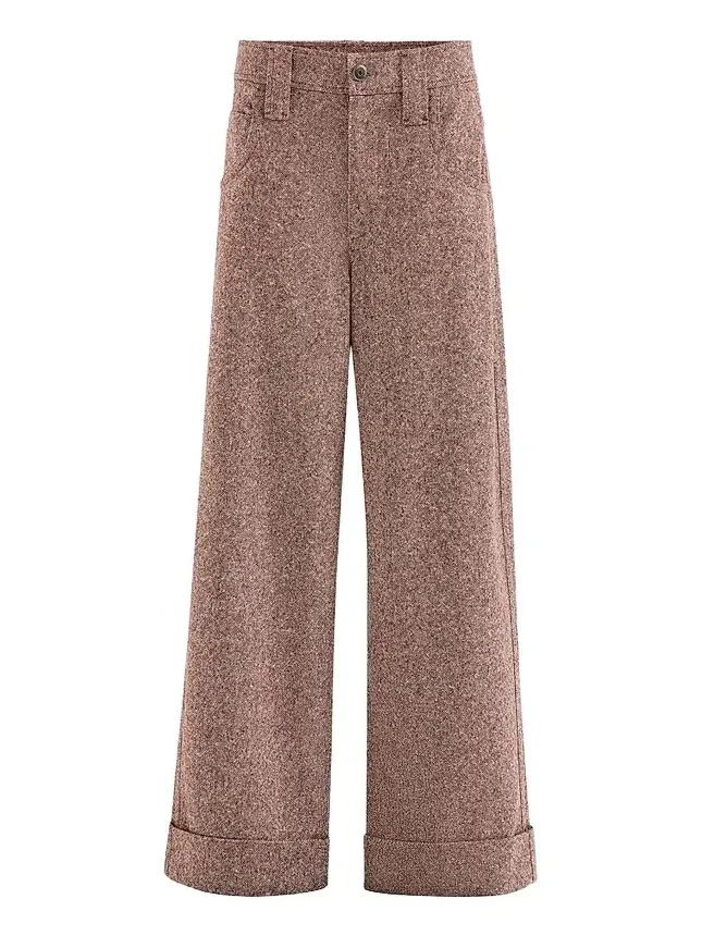 Women's Virgin Wool Donegal Baggy Five-Pocket Trousers