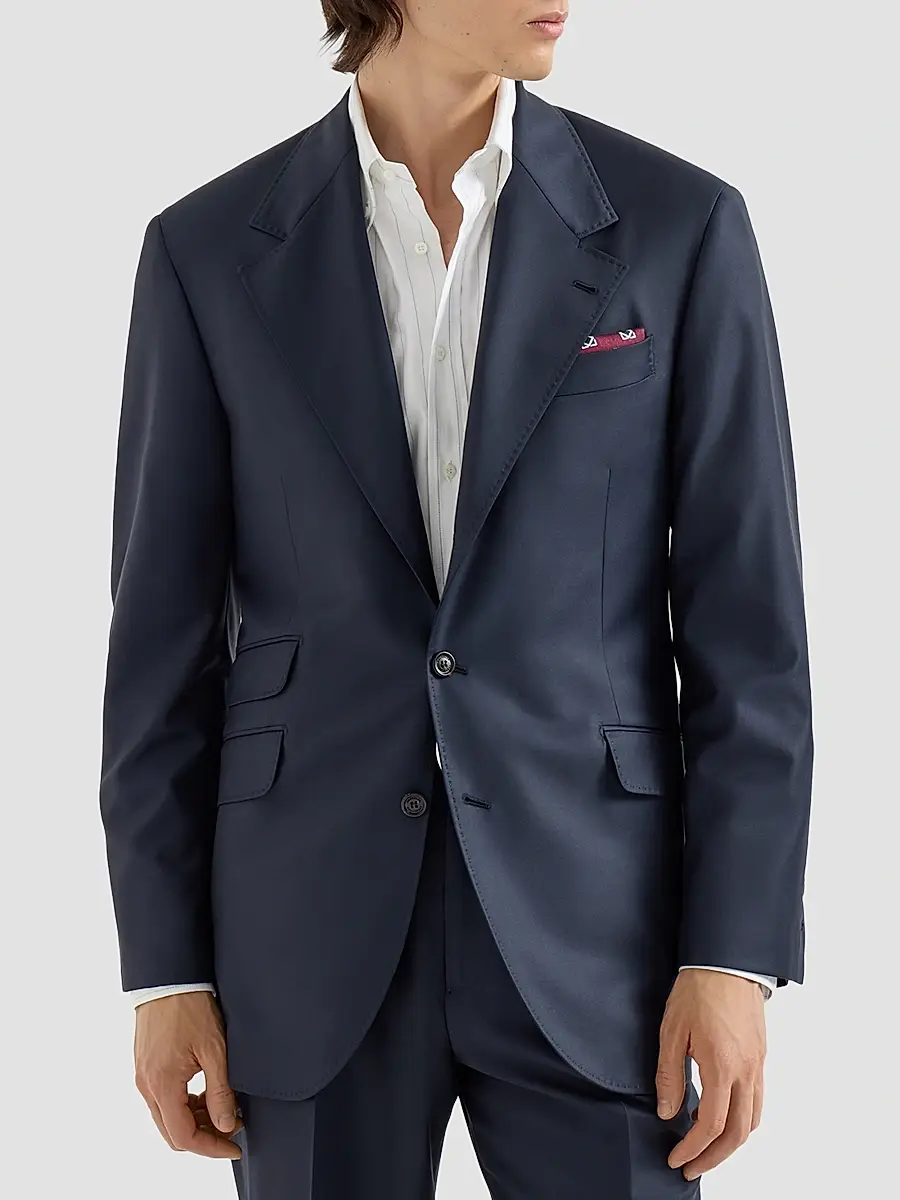 Brunello Cucinelli Men's Super 150s Virgin Wool Four Season Batavia Cavallo Tailor Blazer | Thumbnail 3 Brunello Cucinelli Men's Super 150s Virgin Wool Four Season Batavia Cavallo Tailor Blazer | Thumbnail 3