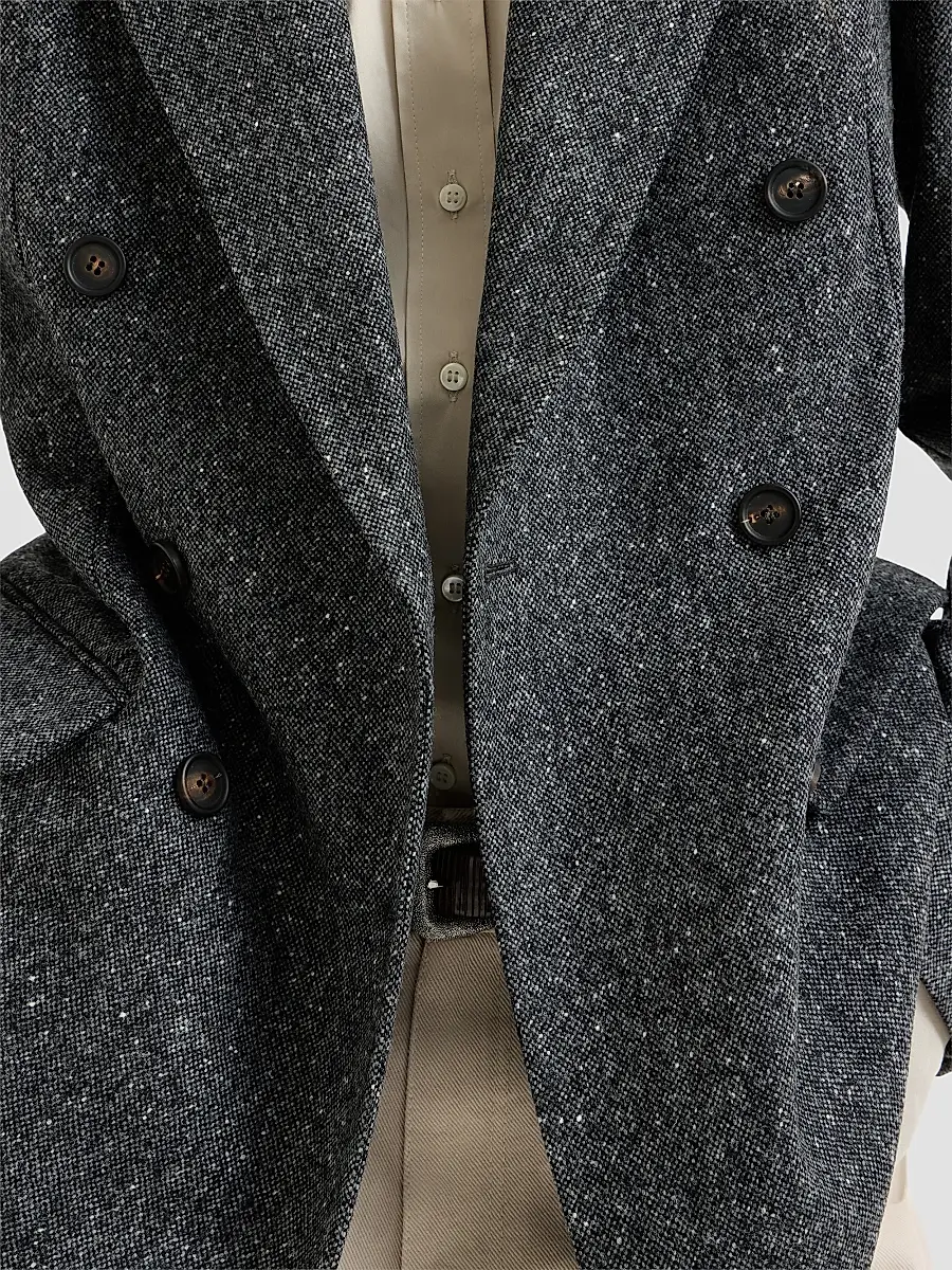 Brunello Cucinelli Women's Virgin Wool Donegal Blazer with Monili - Anthracite | Thumbnail 4 Brunello Cucinelli Women's Virgin Wool Donegal Blazer with Monili - Anthracite | Thumbnail 4