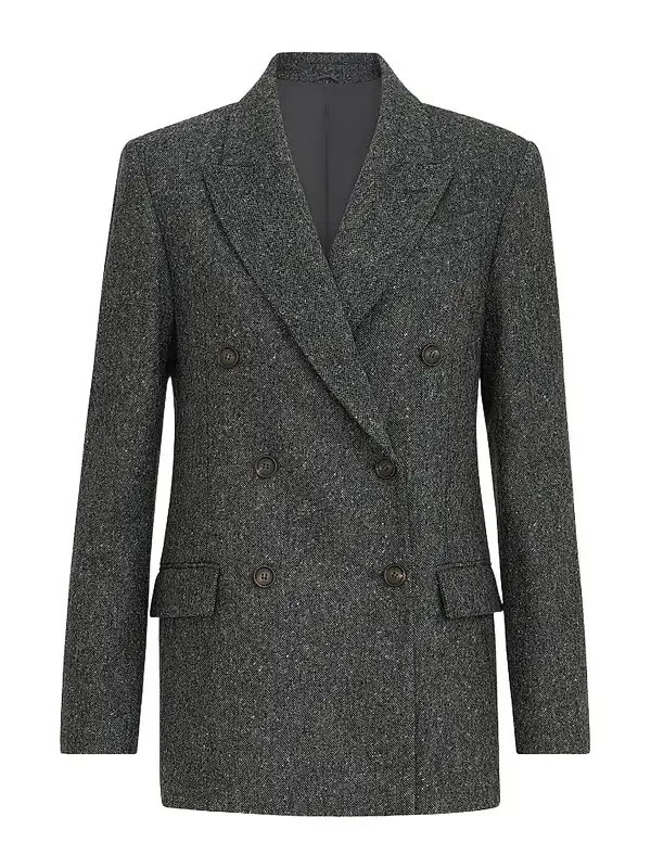 Women's Virgin Wool Donegal Blazer with Monili - Anthracite
