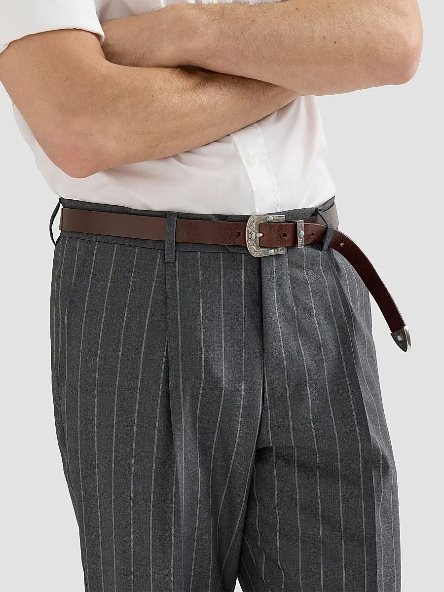 Brunello Cucinelli Men's Super 150s Virgin Wool Wide Chalk Stripe Batavia Trousers with Pleats - Grey | Thumbnail 6 Brunello Cucinelli Men's Super 150s Virgin Wool Wide Chalk Stripe Batavia Trousers with Pleats - Grey | Thumbnail 6