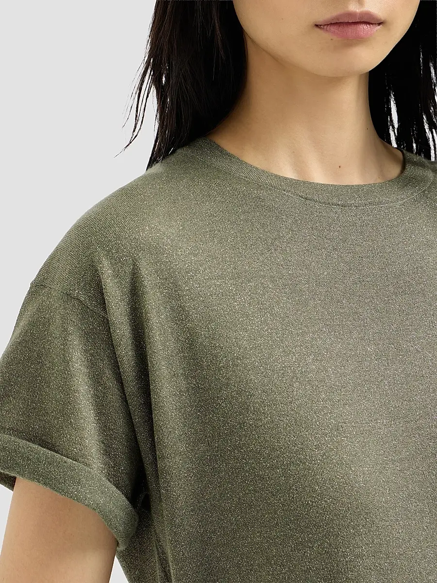 Brunello Cucinelli Women's Sparkling Cashmere and Silk Lightweight Knit T-Shirt | Thumbnail 6 Brunello Cucinelli Women's Sparkling Cashmere and Silk Lightweight Knit T-Shirt | Thumbnail 6
