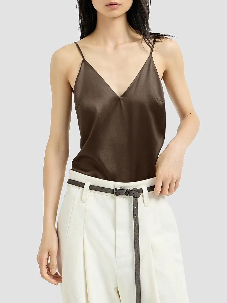 Brunello Cucinelli Women's Stretch Silk Satin Camisole Top | Thumbnail 3 Brunello Cucinelli Women's Stretch Silk Satin Camisole Top | Thumbnail 3