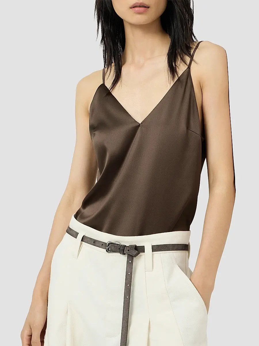 Brunello Cucinelli Women's Stretch Silk Satin Camisole Top | Thumbnail 5 Brunello Cucinelli Women's Stretch Silk Satin Camisole Top | Thumbnail 5