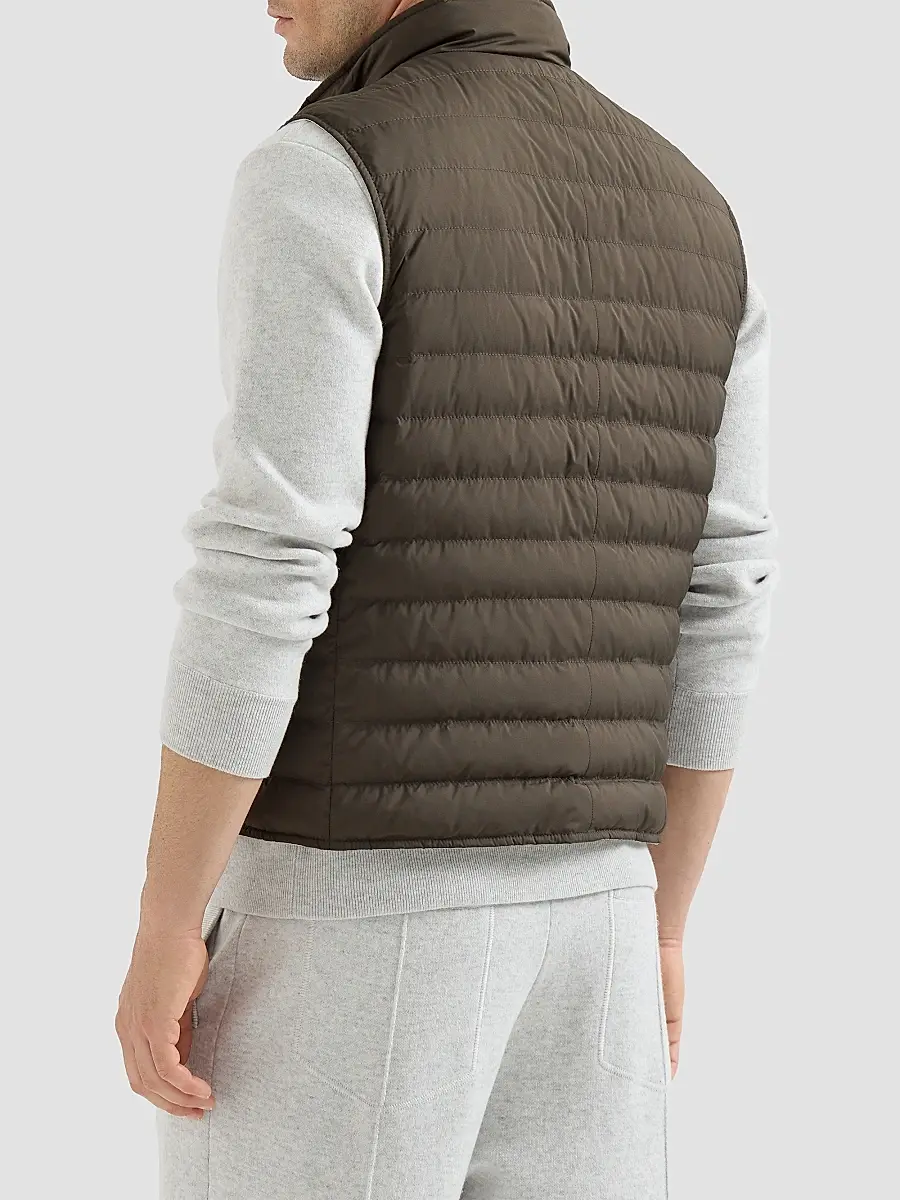 Brunello Cucinelli Men's Lightweight Techno Fabric Down Vest | Thumbnail 3