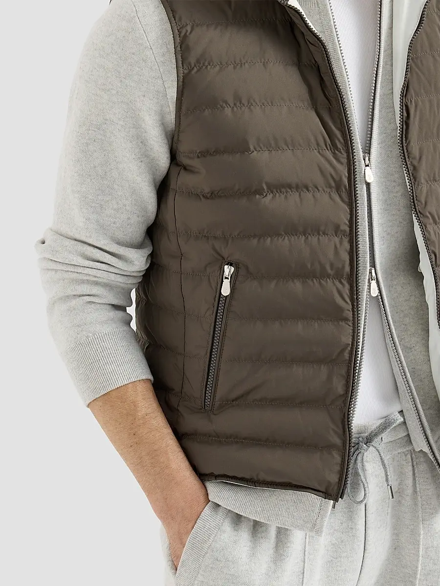 Brunello Cucinelli Men's Lightweight Techno Fabric Down Vest | Thumbnail 4
