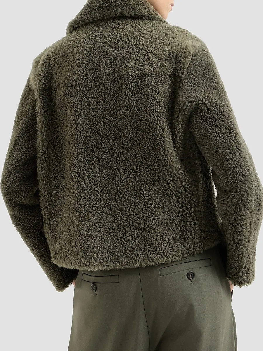 Brunello Cucinelli Women's Fuzzy Shearling Pea Coat | Thumbnail 4 Brunello Cucinelli Women's Fuzzy Shearling Pea Coat | Thumbnail 4