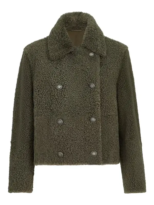 Women's Fuzzy Shearling Pea Coat