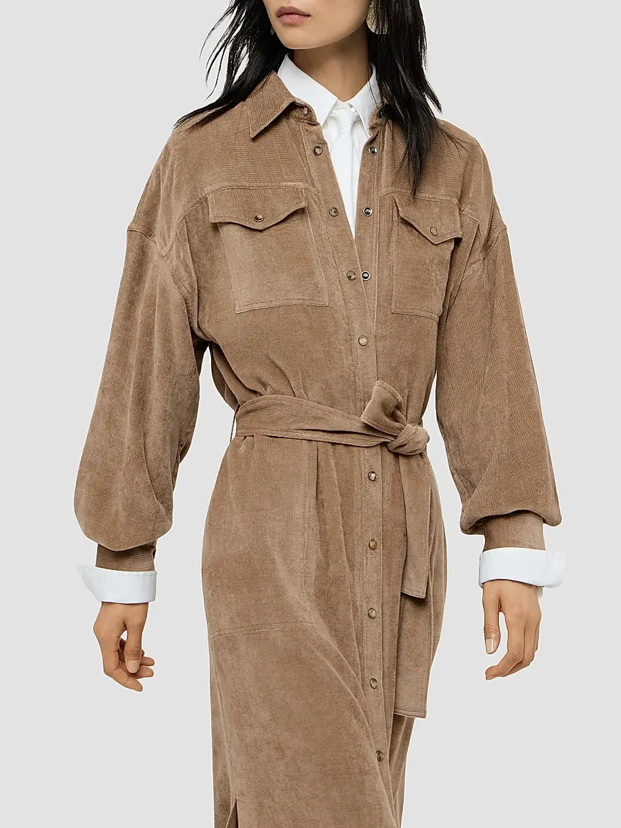 Brunello Cucinelli Women's Fluid Corduroy Shirt Dress | Thumbnail 5 Brunello Cucinelli Women's Fluid Corduroy Shirt Dress | Thumbnail 5