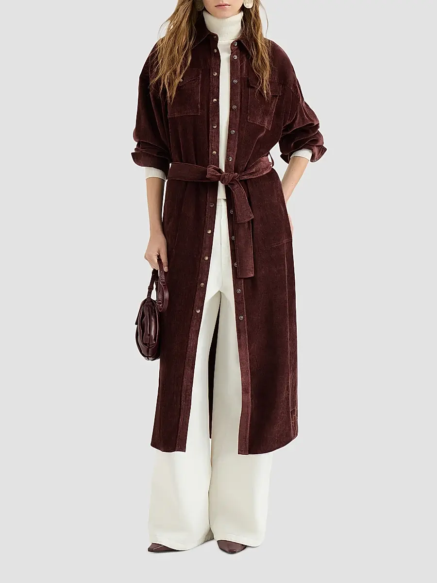 Brunello Cucinelli Women's Fluid Corduroy Shirt Dress | Thumbnail 2 Brunello Cucinelli Women's Fluid Corduroy Shirt Dress | Thumbnail 2