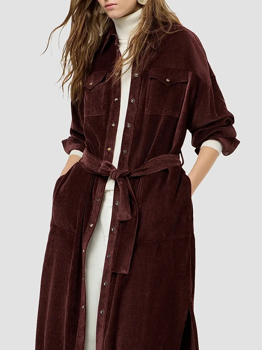 Brunello Cucinelli Women's Fluid Corduroy Shirt Dress | Thumbnail 5 Brunello Cucinelli Women's Fluid Corduroy Shirt Dress | Thumbnail 5