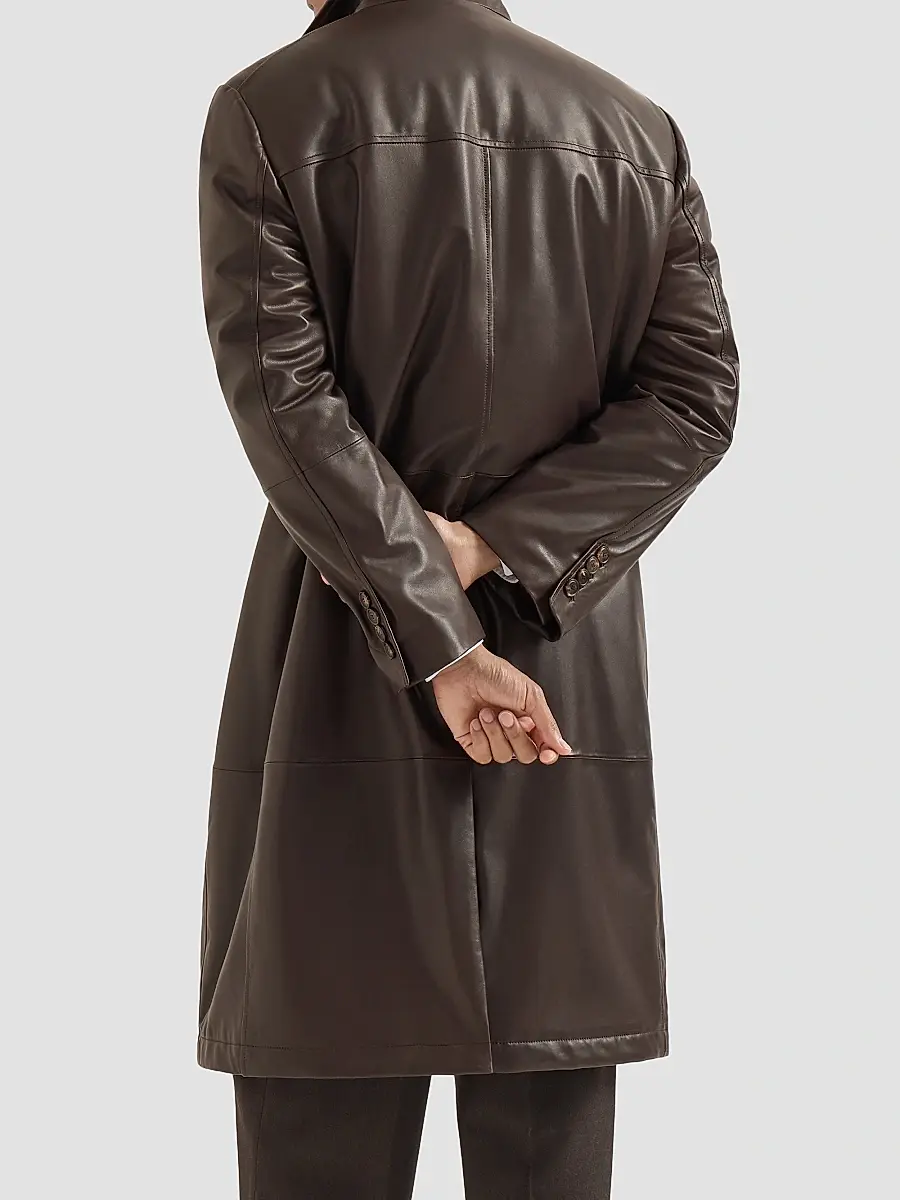 Brunello Cucinelli Men's Nappa Leather Overcoat with Thermore Padding - Brown | Thumbnail 4 Brunello Cucinelli Men's Nappa Leather Overcoat with Thermore Padding - Brown | Thumbnail 4