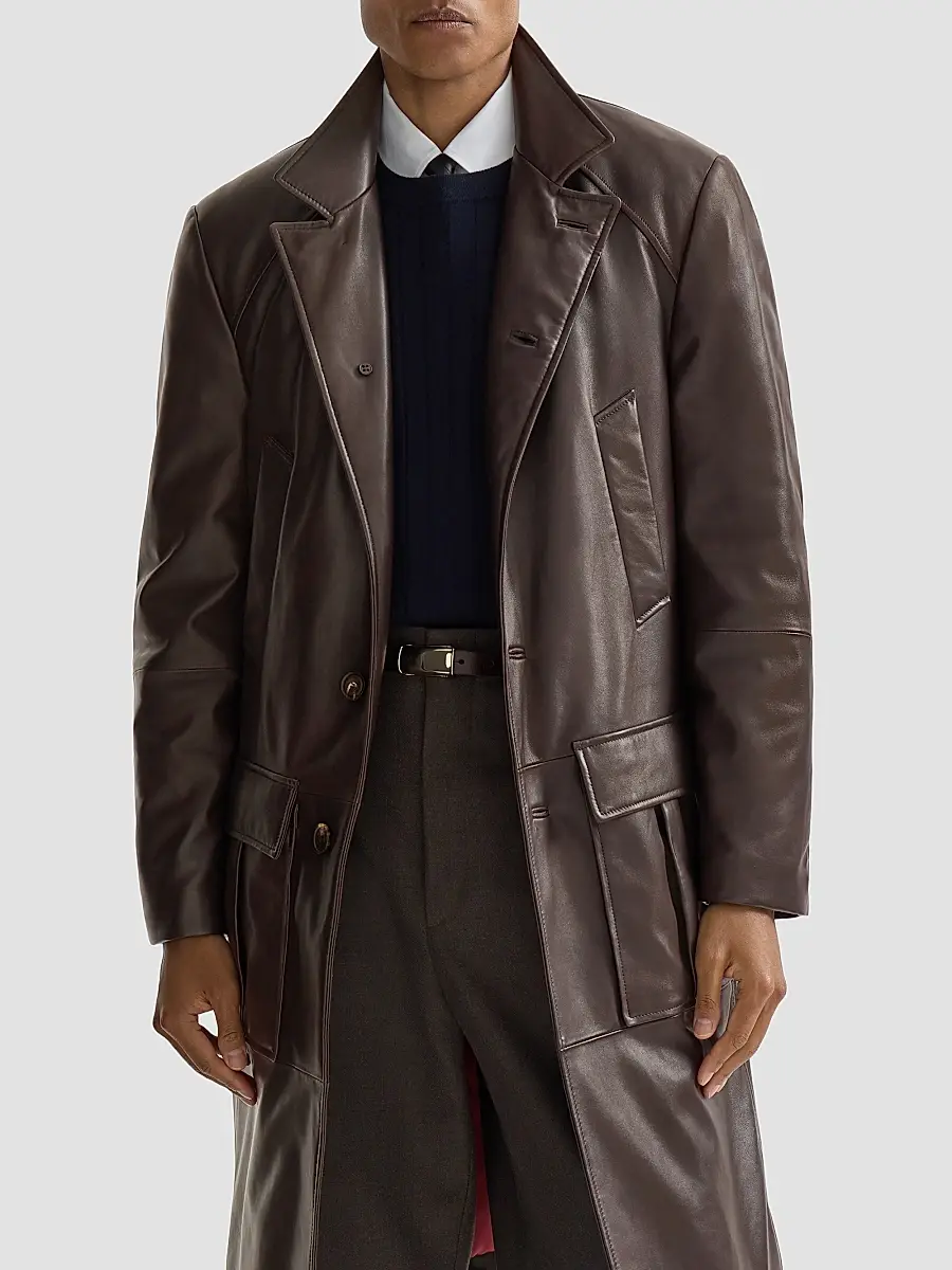 Brunello Cucinelli Men's Nappa Leather Overcoat with Thermore Padding - Brown | Thumbnail 5 Brunello Cucinelli Men's Nappa Leather Overcoat with Thermore Padding - Brown | Thumbnail 5