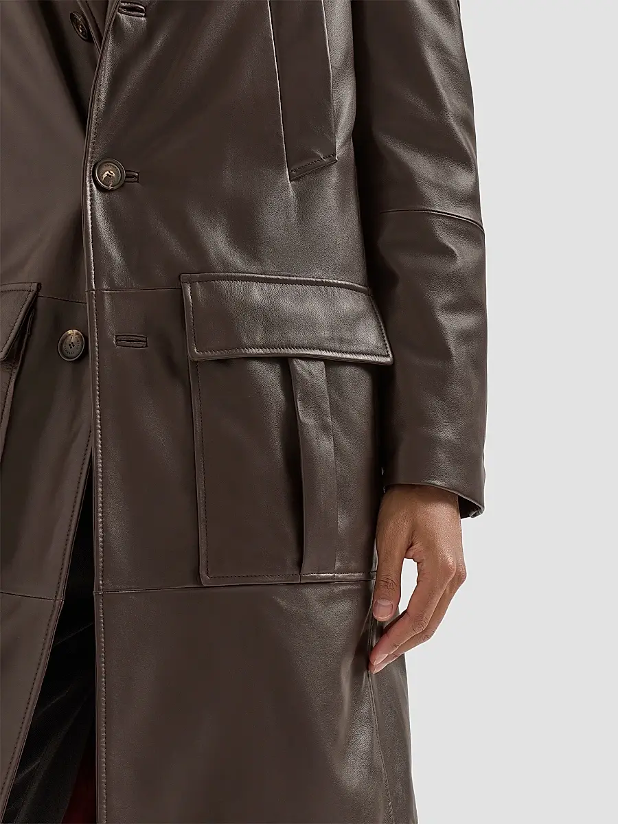 Brunello Cucinelli Men's Nappa Leather Overcoat with Thermore Padding - Brown | Thumbnail 6 Brunello Cucinelli Men's Nappa Leather Overcoat with Thermore Padding - Brown | Thumbnail 6