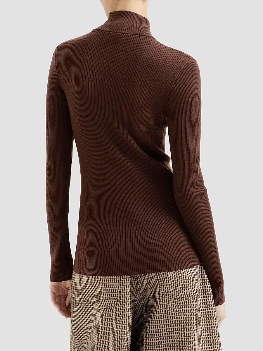 Brunello Cucinelli Women's Virgin Wool and Cashmere Lightweight Ribbed Turtleneck Sweater | Thumbnail 5