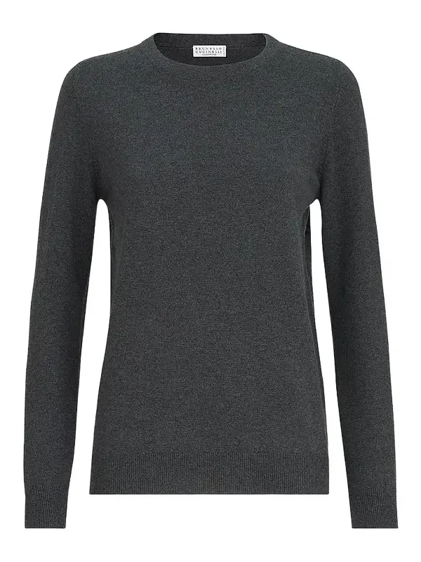 Women's Cashmere Sweater with Monili - Dark Grey Women's Cashmere Sweater with Monili - Dark Grey