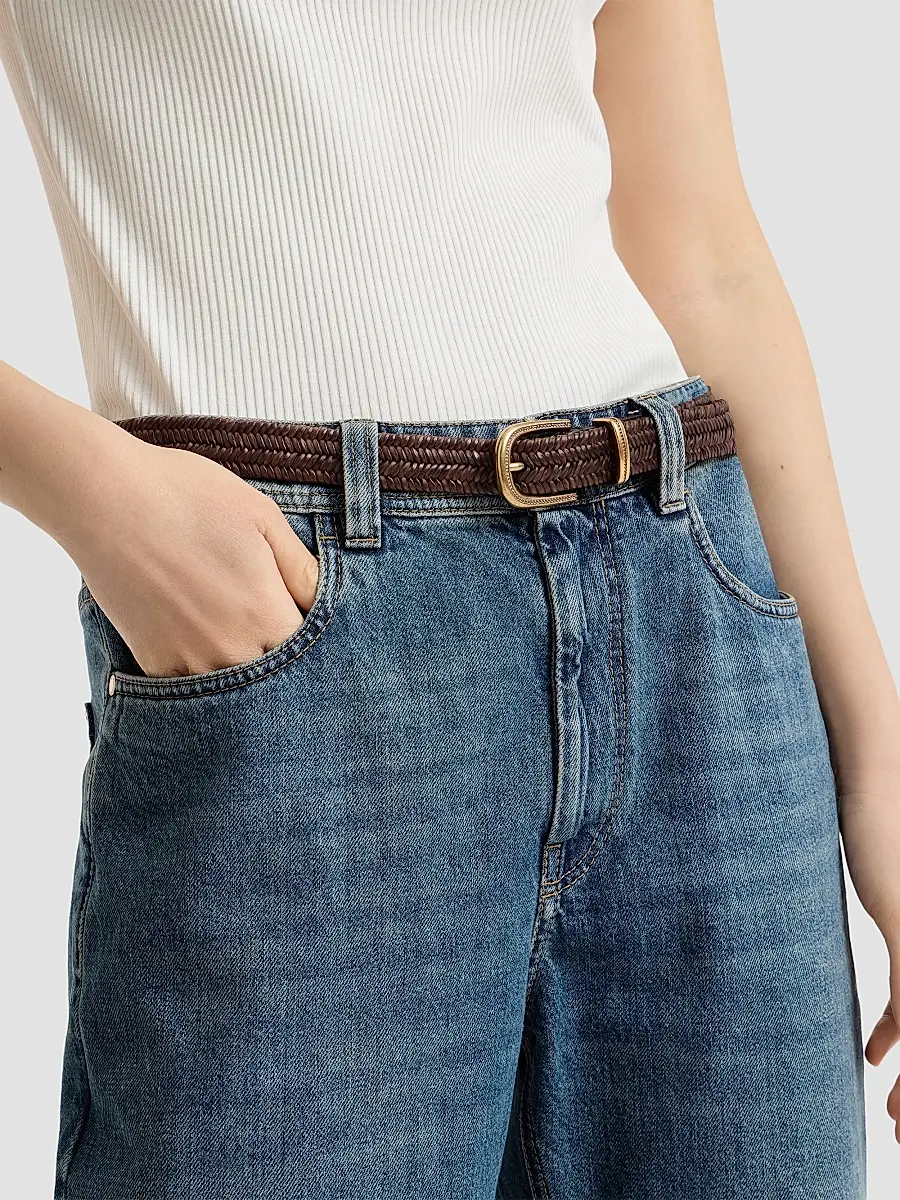 Brunello Cucinelli Women's Stretch Braided Leather Belt | Thumbnail 3 Brunello Cucinelli Women's Stretch Braided Leather Belt | Thumbnail 3