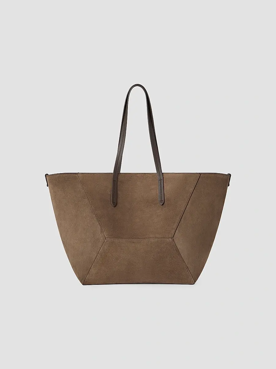 Brunello Cucinelli Women's Duo Tote Bag in Suede with Monili - Brown | Thumbnail 3