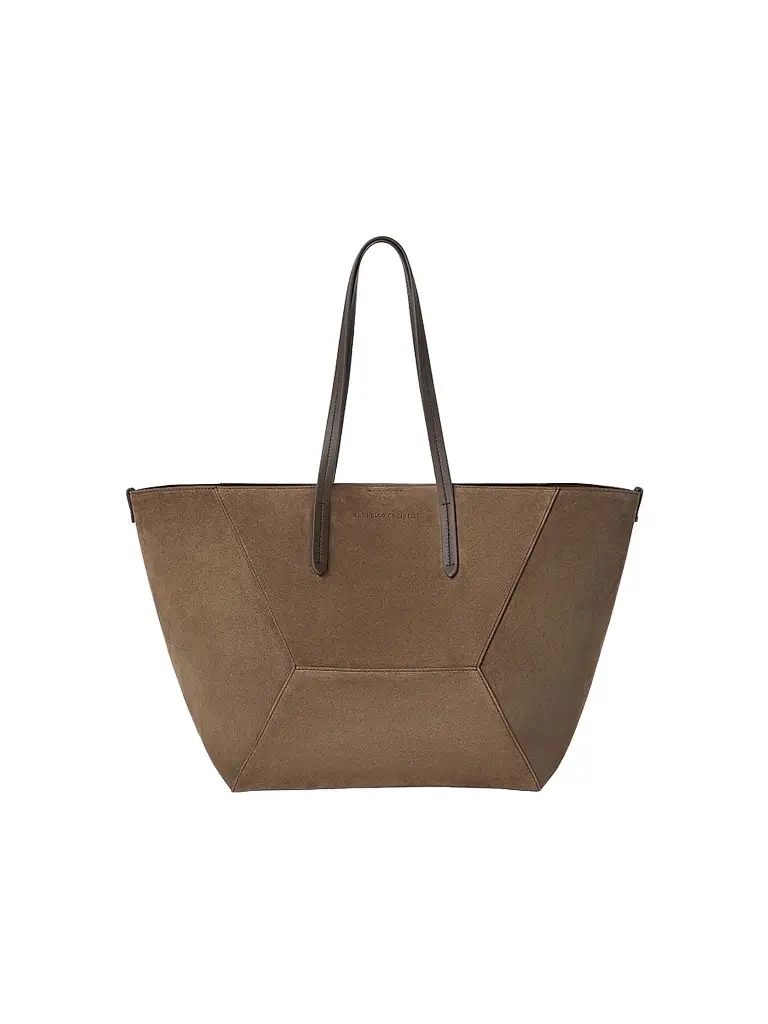 Brunello Cucinelli Women's Duo Tote Bag in Suede with Monili - Brown | Image 1 Brunello Cucinelli Women's Duo Tote Bag in Suede with Monili - Brown | Image 1