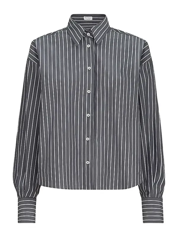 Women's Striped Cotton Poplin Shirt