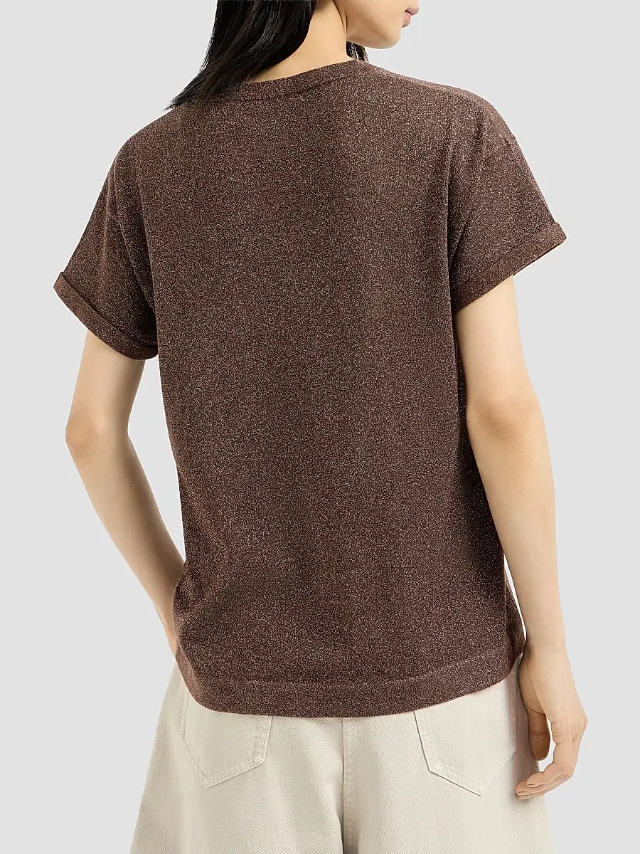 Brunello Cucinelli Women's Sparkling Cashmere and Silk Lightweight Knit T-Shirt | Thumbnail 4 Brunello Cucinelli Women's Sparkling Cashmere and Silk Lightweight Knit T-Shirt | Thumbnail 4