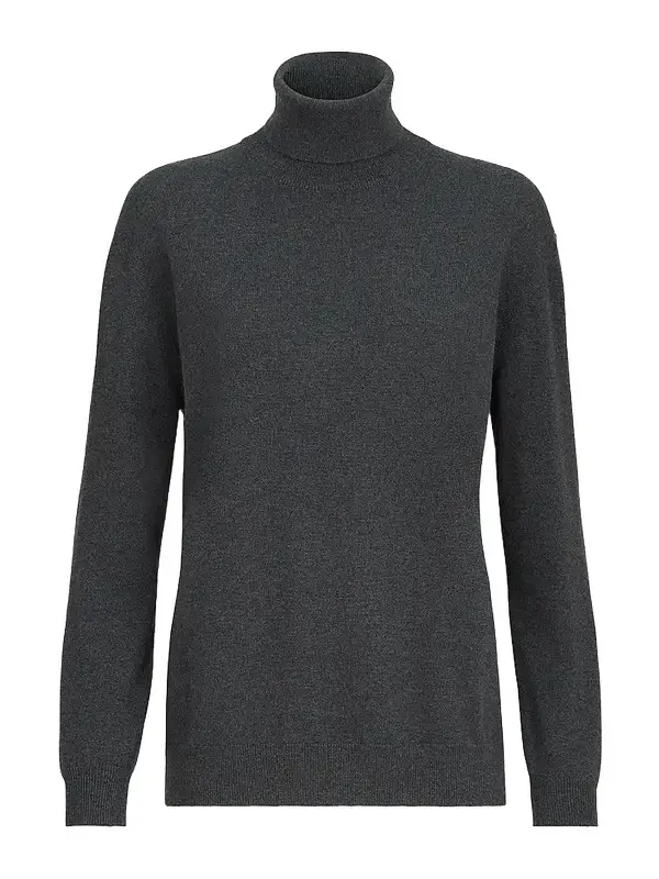 Women's Cashmere Turtleneck Sweater with Monili - Dark Grey Women's Cashmere Turtleneck Sweater with Monili - Dark Grey