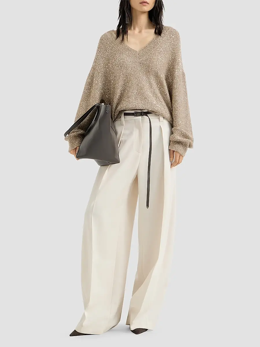 Brunello Cucinelli Women's Mohair and Wool Dazzling Texture Sweater | Thumbnail 2 Brunello Cucinelli Women's Mohair and Wool Dazzling Texture Sweater | Thumbnail 2