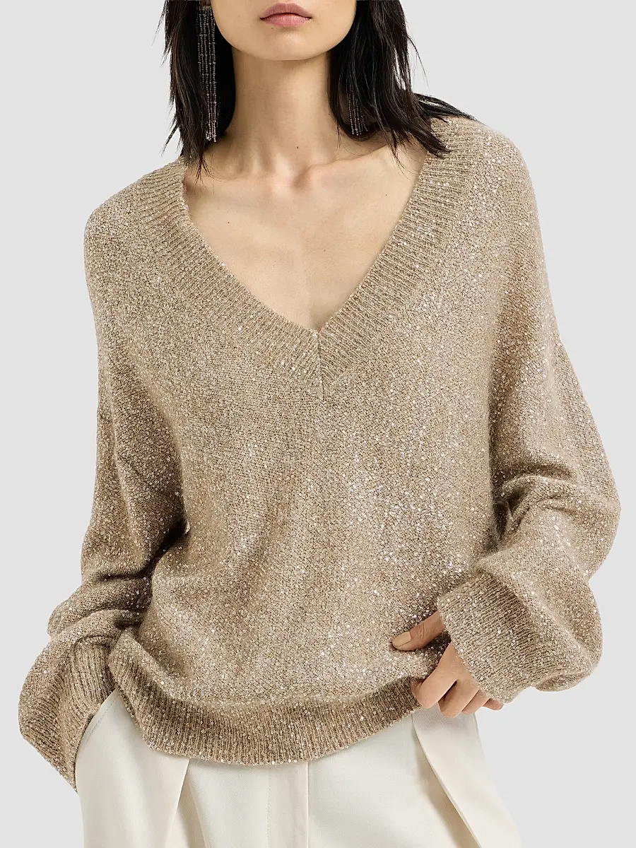 Brunello Cucinelli Women's Mohair and Wool Dazzling Texture Sweater | Thumbnail 3 Brunello Cucinelli Women's Mohair and Wool Dazzling Texture Sweater | Thumbnail 3