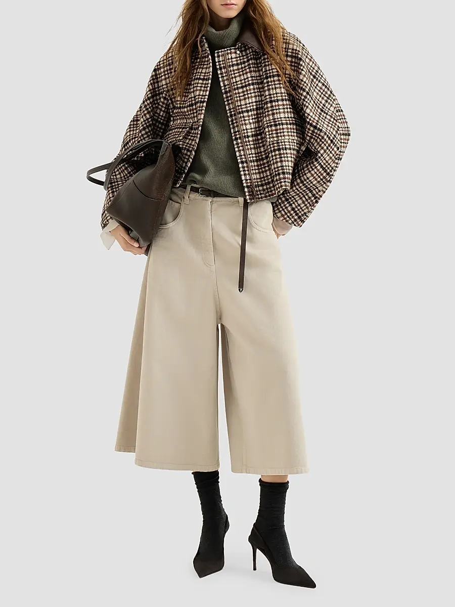 Brunello Cucinelli Women's Cashmere English Rib Turtleneck Sweater with Monili - Origano | Thumbnail 2