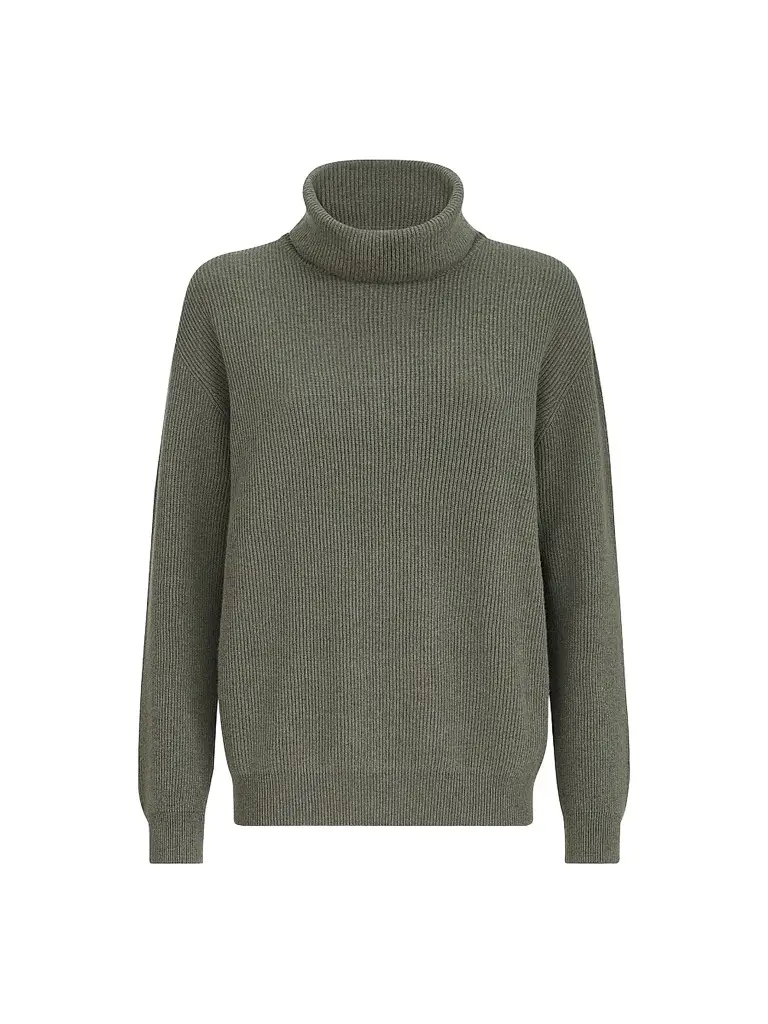 Brunello Cucinelli Women's Cashmere English Rib Turtleneck Sweater with Monili - Origano | Image 1 Brunello Cucinelli Women's Cashmere English Rib Turtleneck Sweater with Monili - Origano | Image 1