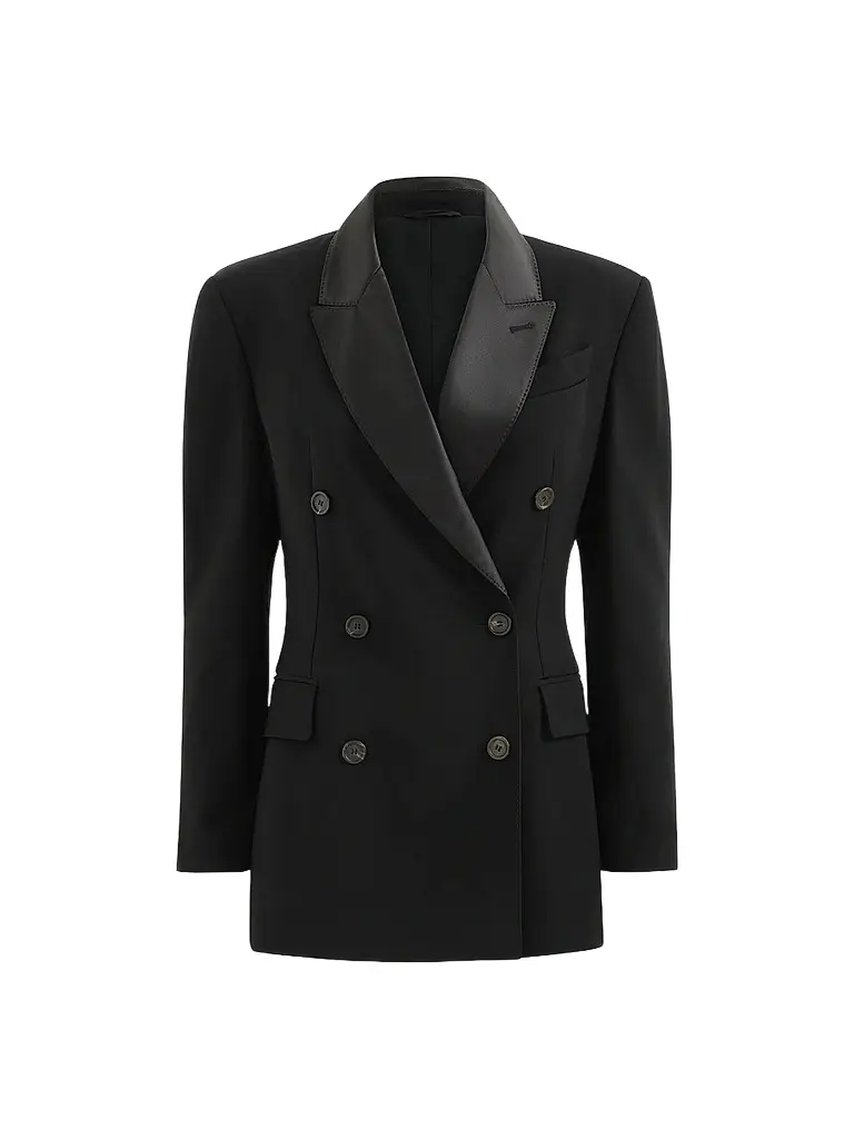 Brunello Cucinelli Women's Viscose and Virgin Wool Tuxedo Jacket with Monili - Black | Image 1 Brunello Cucinelli Women's Viscose and Virgin Wool Tuxedo Jacket with Monili - Black | Image 1