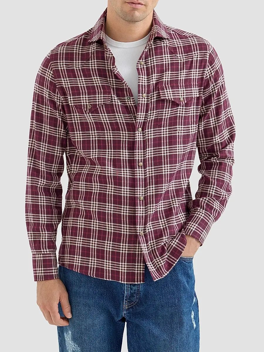 Brunello Cucinelli Men's Cotton and Lyocell Tartan Flannel Western Shirt | Thumbnail 3 Brunello Cucinelli Men's Cotton and Lyocell Tartan Flannel Western Shirt | Thumbnail 3