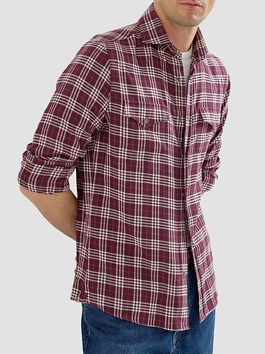 Brunello Cucinelli Men's Cotton and Lyocell Tartan Flannel Western Shirt | Thumbnail 5 Brunello Cucinelli Men's Cotton and Lyocell Tartan Flannel Western Shirt | Thumbnail 5