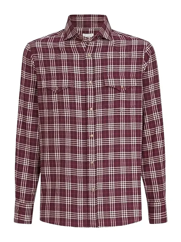 Men's Cotton and Lyocell Tartan Flannel Western Shirt Men's Cotton and Lyocell Tartan Flannel Western Shirt