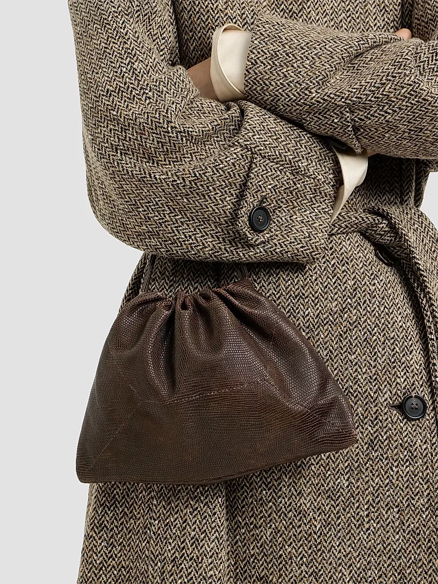 Brunello Cucinelli Women's Pouch Bag in Lizard-Effect Calfskin - Rust Brown | Thumbnail 4 Brunello Cucinelli Women's Pouch Bag in Lizard-Effect Calfskin - Rust Brown | Thumbnail 4