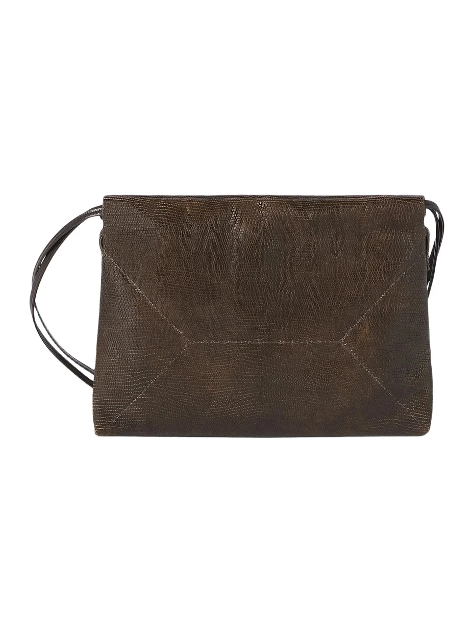 Women's Pouch Bag in Lizard-Effect Calfskin - Rust Brown Women's Pouch Bag in Lizard-Effect Calfskin - Rust Brown