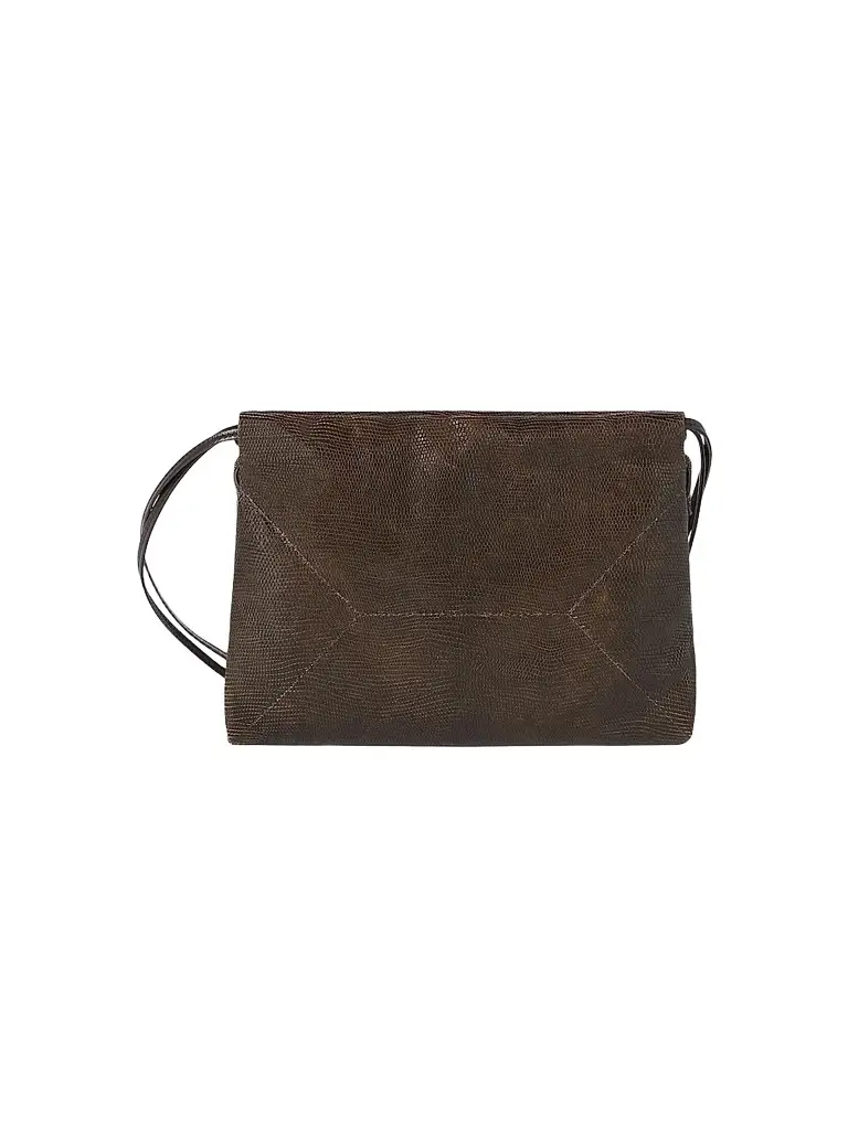 Brunello Cucinelli Women's Pouch Bag in Lizard-Effect Calfskin - Rust Brown | Image 1 Brunello Cucinelli Women's Pouch Bag in Lizard-Effect Calfskin - Rust Brown | Image 1