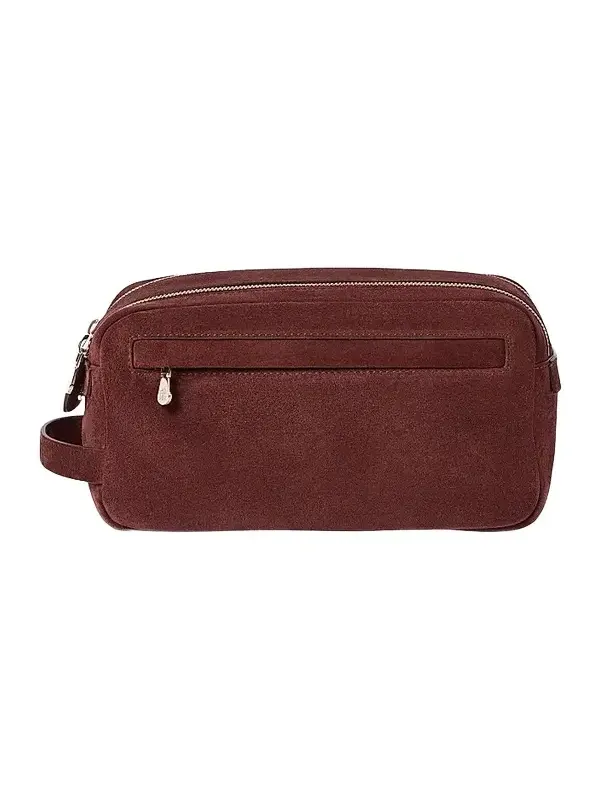 Suede Beauty Case with Double Zipper - Burgundy Suede Beauty Case with Double Zipper - Burgundy